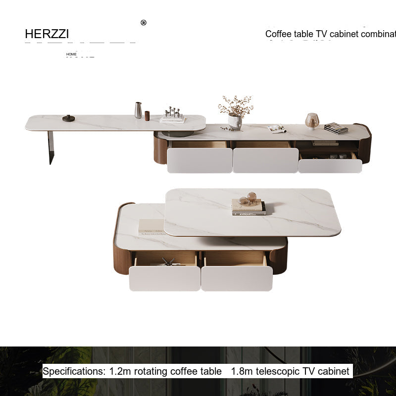 HERZZI Elowen Chic Modern Multifunctional Solid Wood Telescopic TV Cabinet from HERZZI