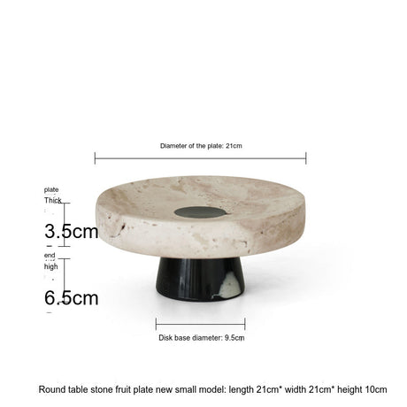 VAVINCI Araceli Elegant Round Tray - Creative Travertine & Solid Wood Ornaments from VAVINCI