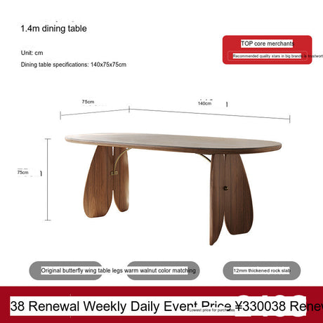 QUANMU Alaric Elegant Rock-Plate Oval Dining Table from QUANMU