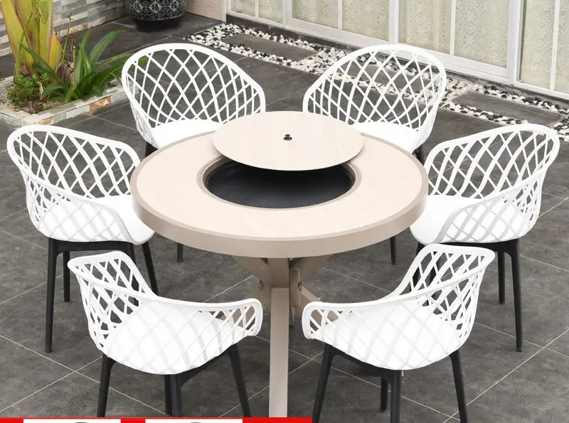 MOJIA Corvus Round Outdoor Barbecue Table with Smokeless Grill from MOJIA