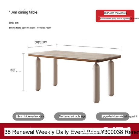 QUANMU Lysander Elegant Cream Rectangular Dining Table from QUANMU