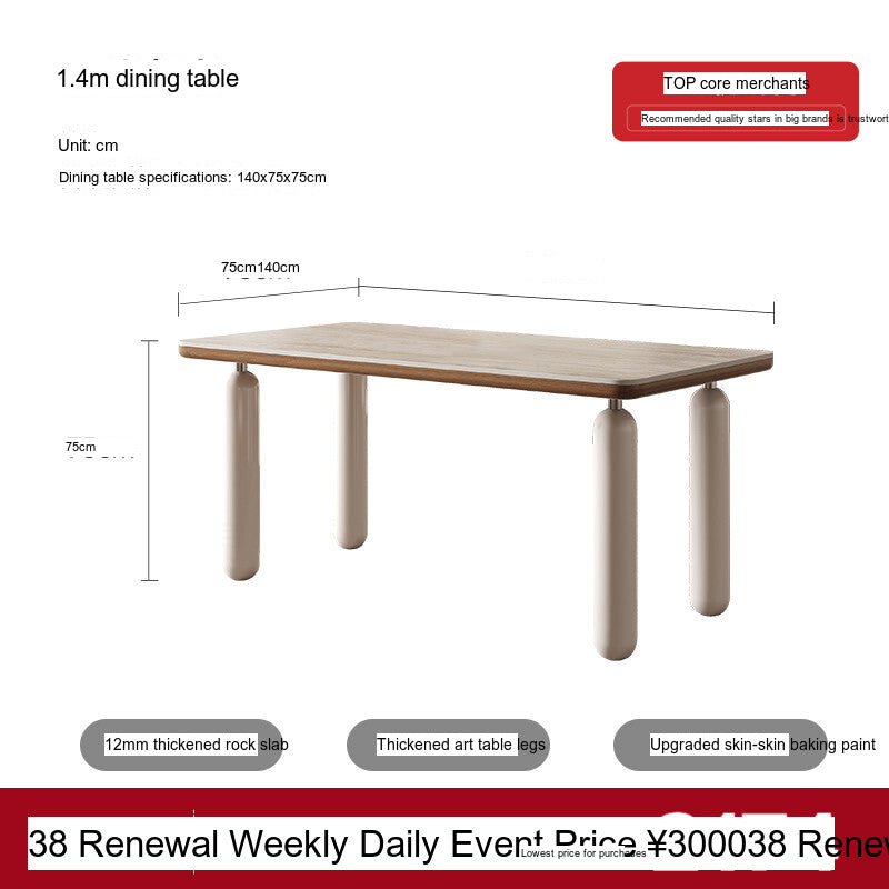 QUANMU Lysander Elegant Cream Rectangular Dining Table from QUANMU