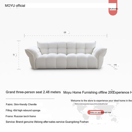 MOYU Lichtenstein Elegant Scandinavian Retro Sofa - White Cream Cloth, French Style from MOYU