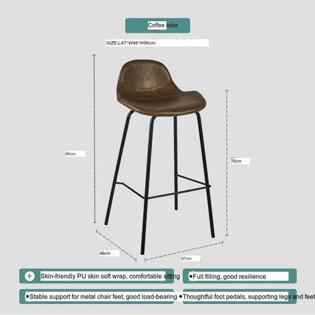 ABOUT WHITE Isidora Sleek Leather High-Back Bar Stool from ABOUT WHITE