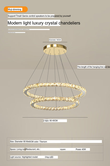 YDZM Marisol Elegant Crystal Country House Ceiling Lamp from YDZM