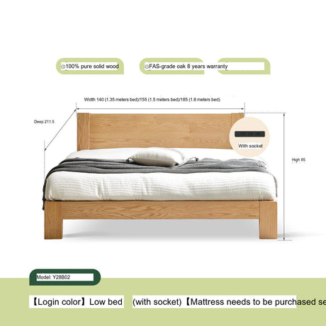 GENJI Isamu Solid Wood Modern Minimalist Oak Single Bed from GENJI
