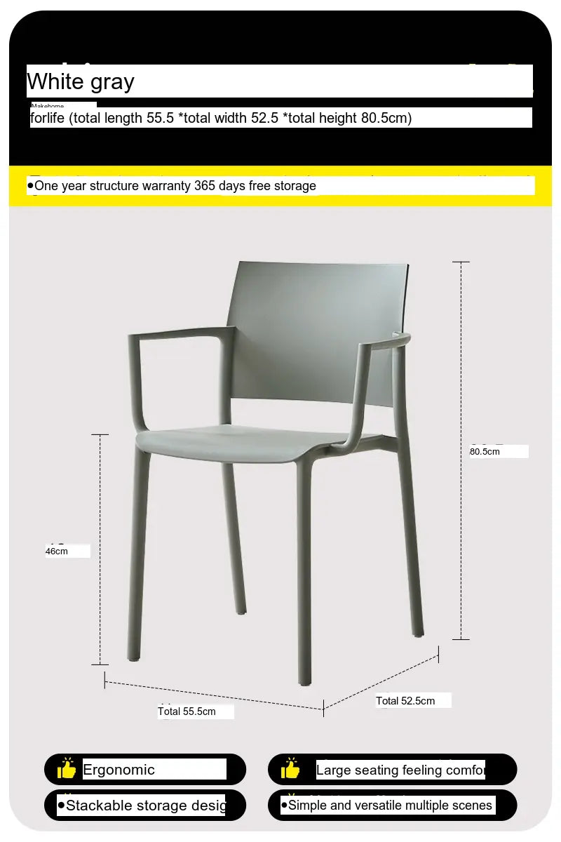 ABOUT WHITE Hiroshi Ergonomic Stackable Plastic Dining Chair from ABOUT WHITE