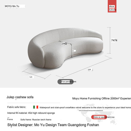 MOYU Santiago Elegant Curved Minimalist Sofa from MOYU