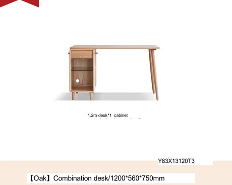 GENJI Amara Sleek Solid Wood Double Desk Bookcase from GENJI