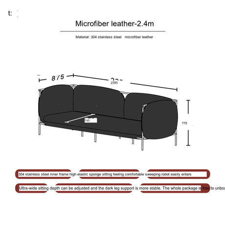 TELLS Marcellus Elegant Vintage Black Leather Sofa with Stainless Steel Accents from TELLS