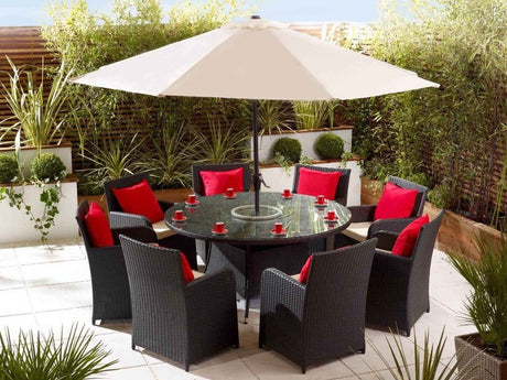 DIME GARDEN Callista Elegant Patio Umbrella Dining Set from DIME GARDEN