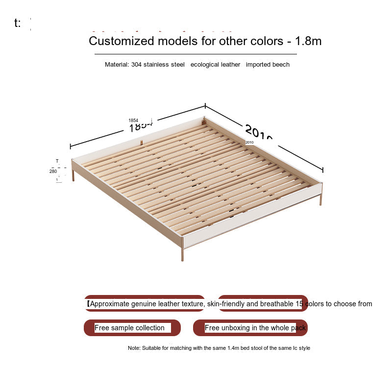 TELLS Santiago Solid Wood Modern Retro Double Bed with Shelf from TELLS