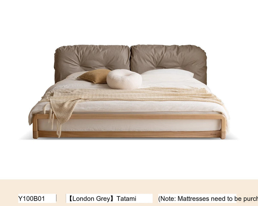 GENJI Harukaze Elegant Cream Solid Wood Double Bed from GENJI