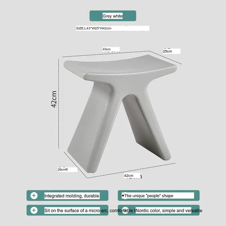 ABOUT WHITE Lysander Nordic Plastic Stool Modern Simple Design Home Bench from ABOUT WHITE