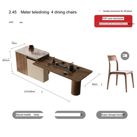 QUANMU Lysandra Elegant Retractable Walnut Dining Table from QUANMU