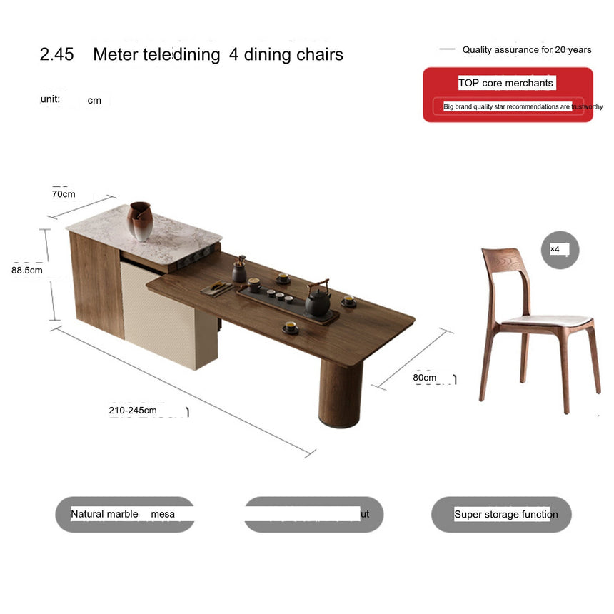 QUANMU Lysandra Elegant Retractable Walnut Dining Table from QUANMU