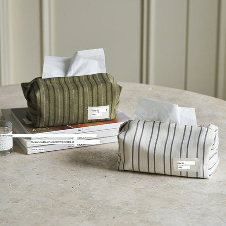 MOMO'S TALK Yoko Elegant Striped Tissue Box - Light Luxury Fabric from MOMO'S TALK