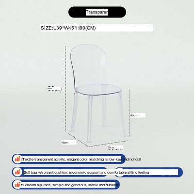 NIYE Isolde Modern Transparent Ghost Chair from NIYE