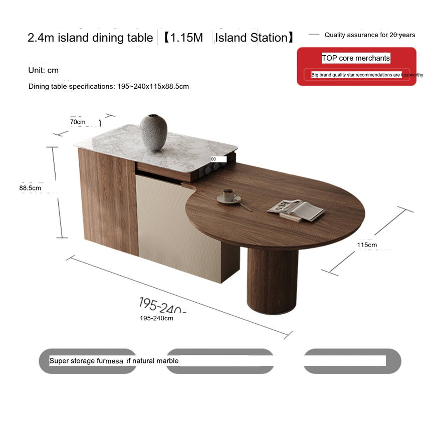 QUANMU Aravind Luxurious Walnut Retractable Dining Table from QUANMU