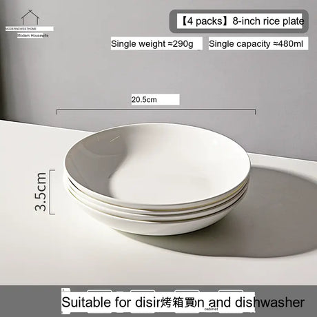 MH Isabela Elegant Pure White Ceramic Dish Set from MH