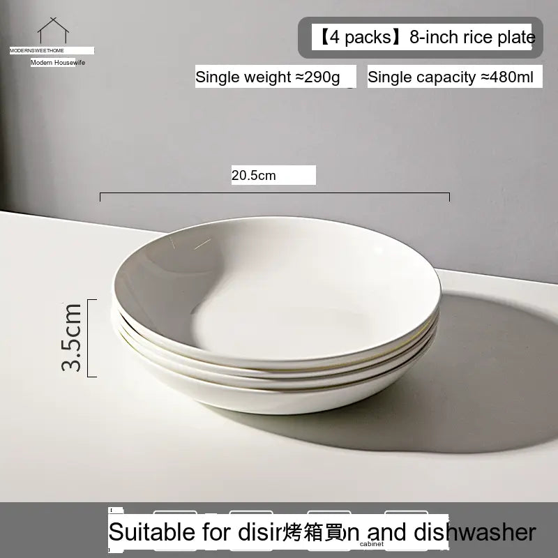 MH Isabela Elegant Pure White Ceramic Dish Set from MH