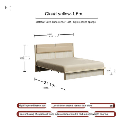 TELLS Amaya Contemporary Solid Wood Double Bed with Retro Cream Finish from TELLS