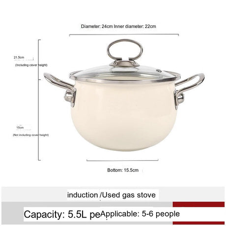 SUCO Harukaze Elegant White Enamel Double-Eared Soup Pot from SUCO