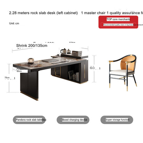 QUANMU Elowen Elegant Minimalist Rockboard Desk Table from QUANMU