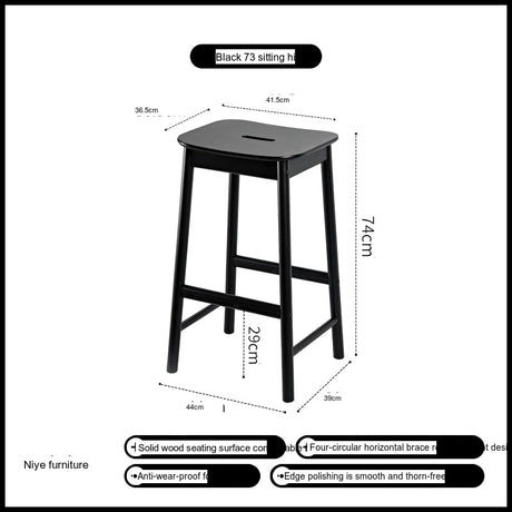 NIYE Alaric Minimalist Black Solid Wood Bar Stool from NIYE