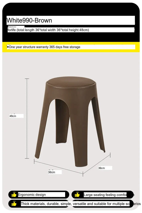 ABOUT WHITE Esmira Nordic Thickened Plastic Small Stool from ABOUT WHITE
