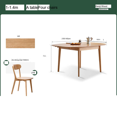 GENJI Haruki Rustic Space-Saving Oak Dining Table from GENJI
