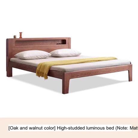 GENJI Yamanaka Solid Oak Modern Bed with Socket - Nordic Style Single Bed from GENJI