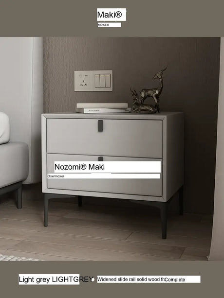 MOXER Lysandra Elegant Leather & Wood Minimalist Bedside Cabinet from MOXER