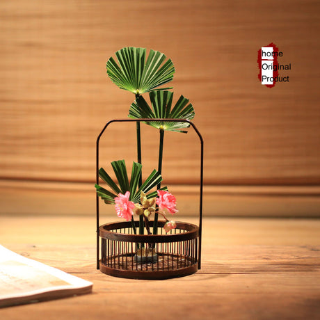 PAULOWNIA Haruki Elegant Handmade Bamboo Flower Basket from PAULOWNIA