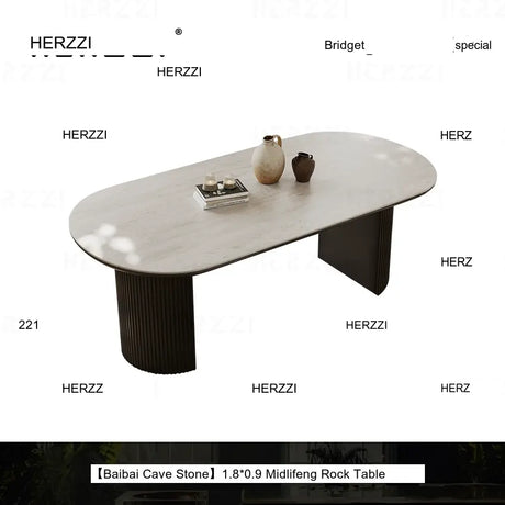 HERZZI Alaric Rustic Elegant Black Oval Dining Set from HERZZI