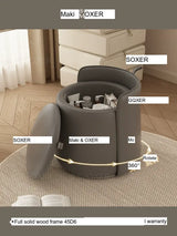 MOXER Calliope Luxe Genuine Leather Rotating Makeup Stool from MOXER