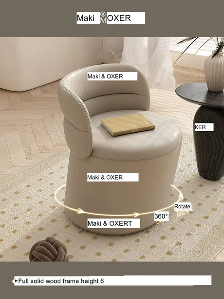MOXER Takamori Exquisite Leather Solid Wood Makeup Stool from MOXER