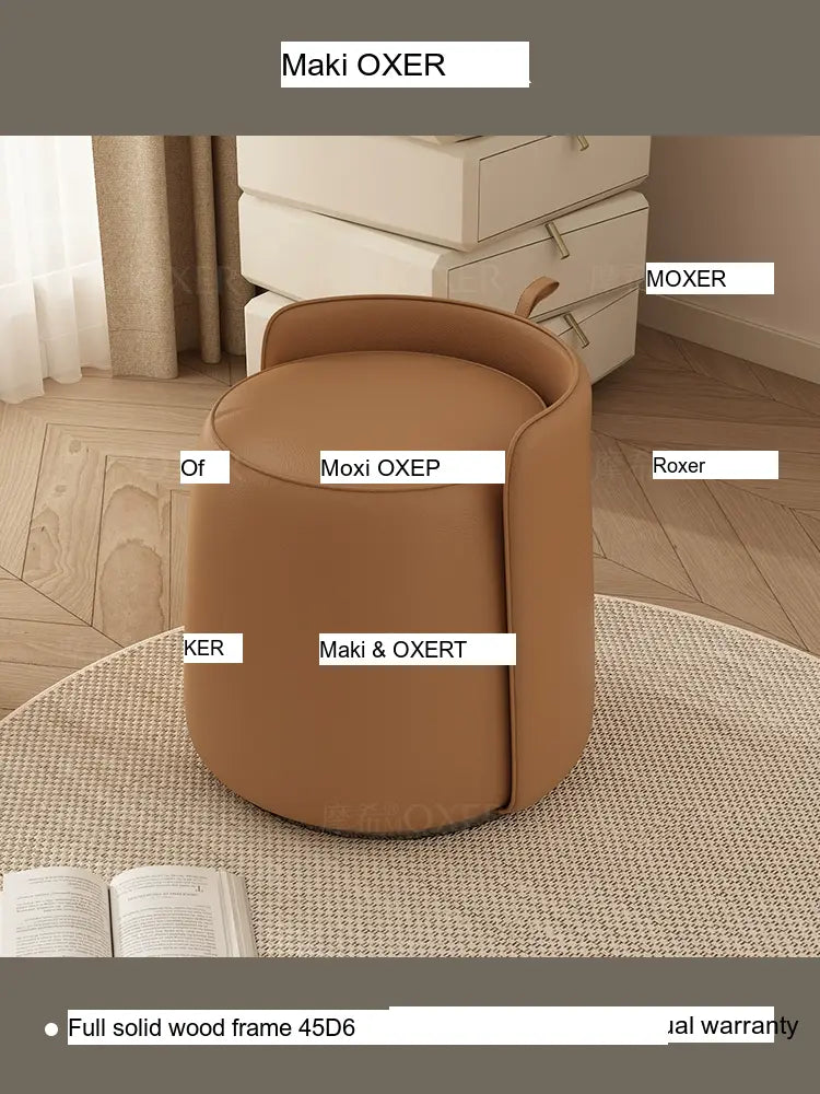 MOXER Calliope Luxe Genuine Leather Rotating Makeup Stool from MOXER