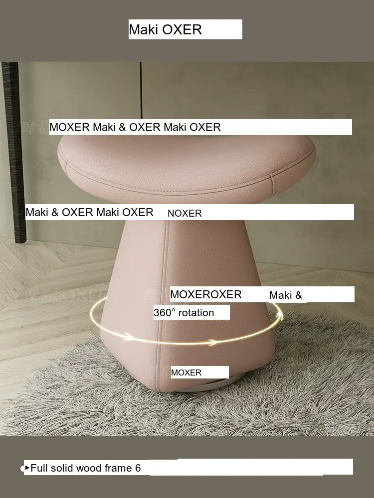 MOXER Iskandar Opulent Leather Upholstered Dressing Stool from MOXER