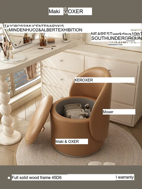 MOXER Santiago Elegant Swivel Makeup Stool from MOXER