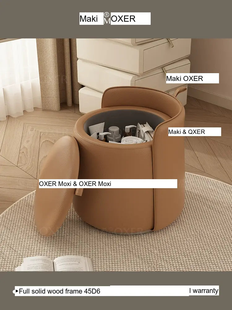 MOXER Calliope Luxe Genuine Leather Rotating Makeup Stool from MOXER