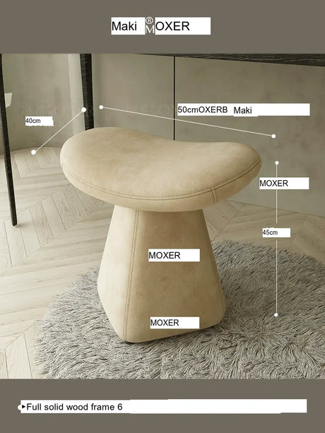 MOXER Iskandar Opulent Leather Upholstered Dressing Stool from MOXER