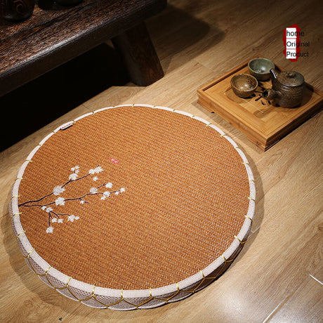 PAULOWNIA Haruki Cozy Round Meditation Tatami Pad from PAULOWNIA