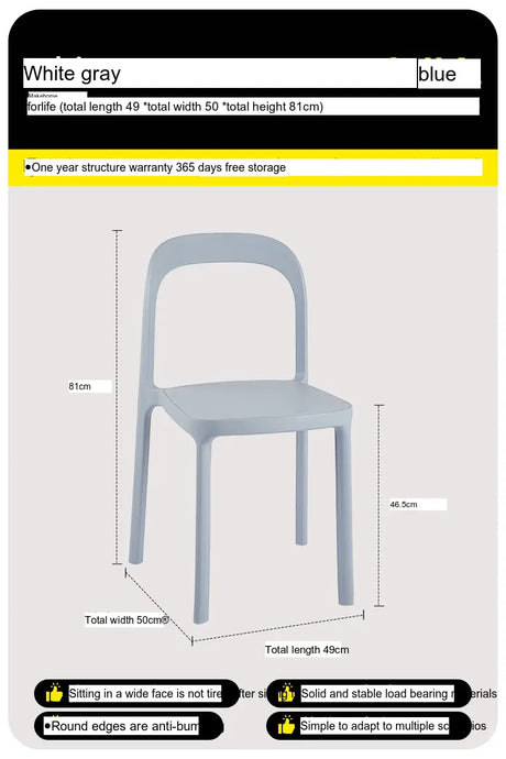 ABOUT WHITE Evangeline Minimalist Plastic Chair for Small Spaces from ABOUT WHITE