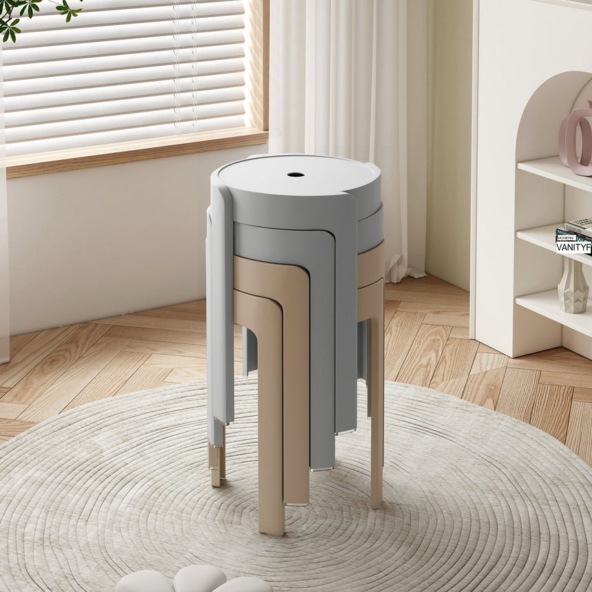A&D Leonardo Stackable Thick Circular Modern Plastic Stool from A&D