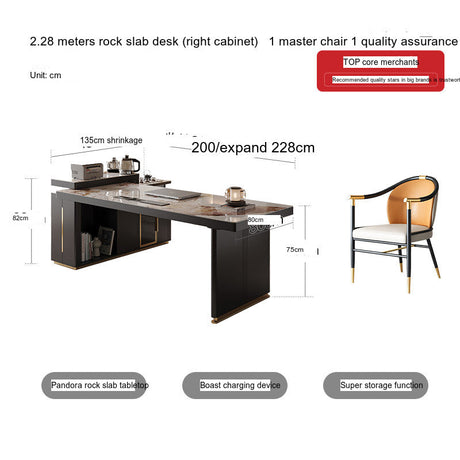 QUANMU Elowen Elegant Minimalist Rockboard Desk Table from QUANMU