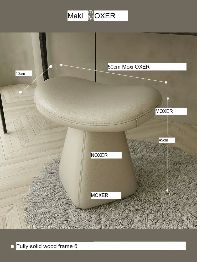 MOXER Iskandar Opulent Leather Upholstered Dressing Stool from MOXER