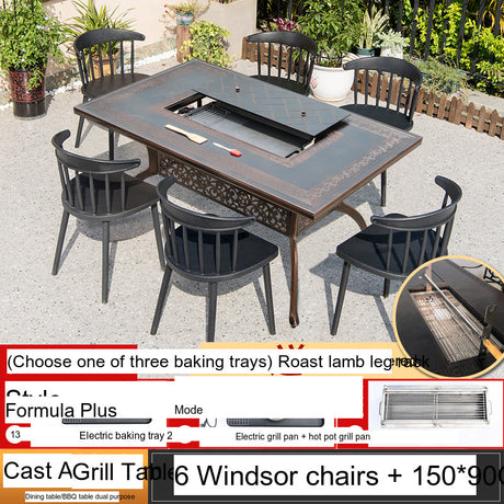 MOJIA Sylvan Spacious BBQ Dining Set with Smokeless Electric Grill from MOJIA