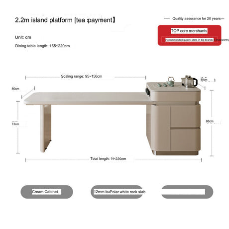 QUANMU Isadora Luxury Retractable Cream Restaurant Table from QUANMU