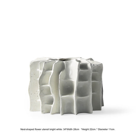 VAVINCI Keisuke Modern Simple Beige Art Grid Ceramic Flower Vase Decor from VAVINCI